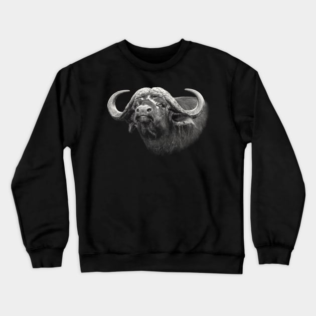 Buffalo Bull Close-Up African Wildlife Crewneck Sweatshirt by scotch